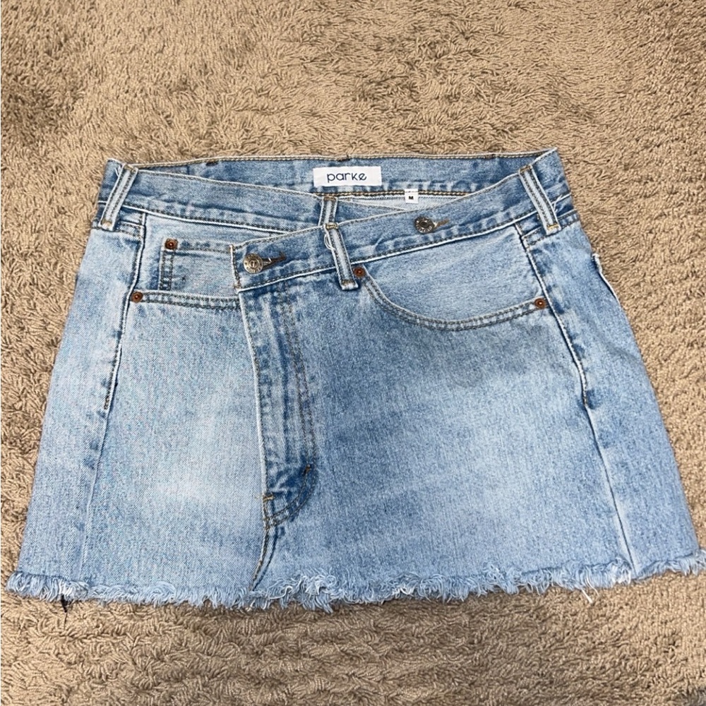 Parke Light Blue Denim Crossover Skirt